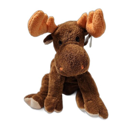 TY Pluffies Lumpy Moose Plush – 2003 Retired, Brown with Orange Antlers - Picture 1 of 7